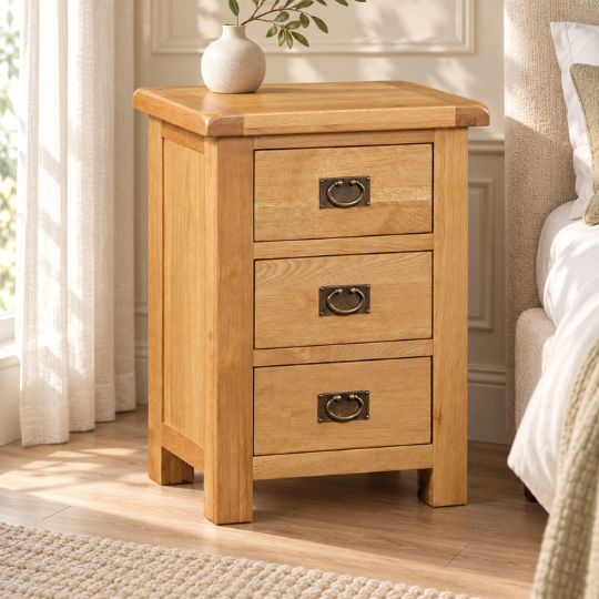 Rustic 3Drw Bedside