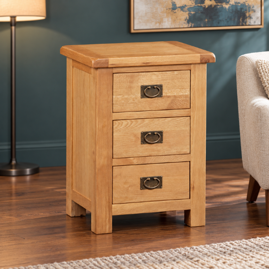Rustic 3Drw Bedside