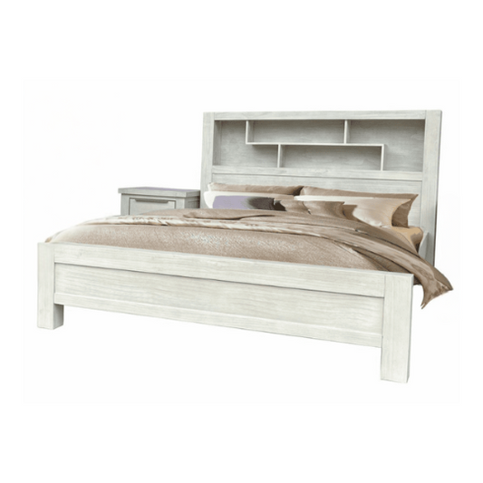 Amora Queen Bed Frame With Bookcase