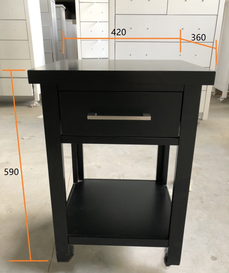 New Master 1 Drw Bedside Black (Long Handle) - Image 3