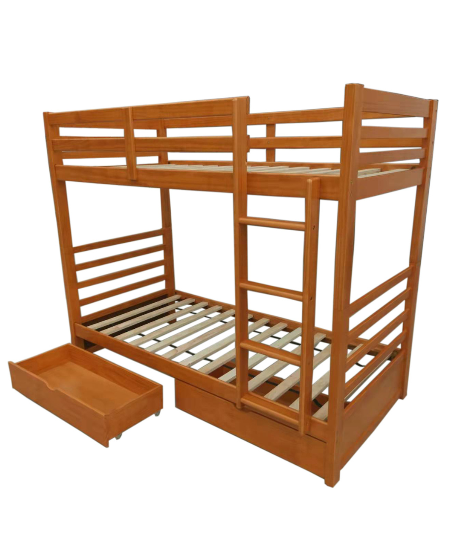 Wooden Bunk (S+S) Warm Honey with 2 Bottom Drws - Image 2