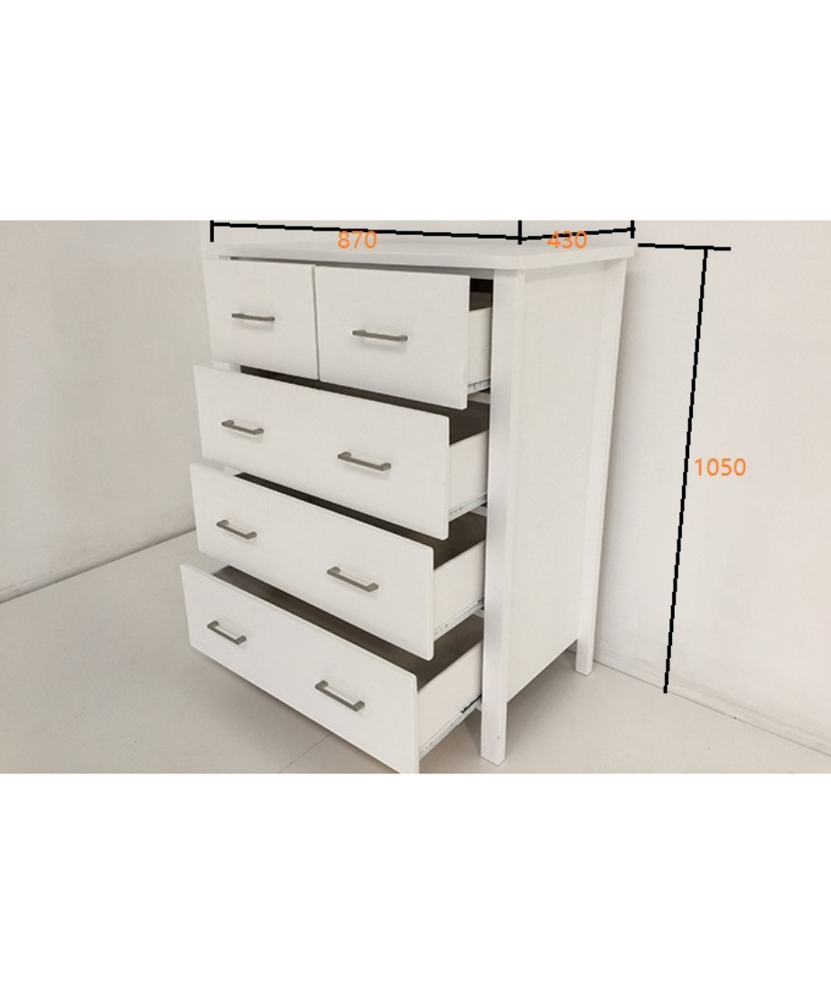 White Tokyo 5 Drw Tallboy - Image 4