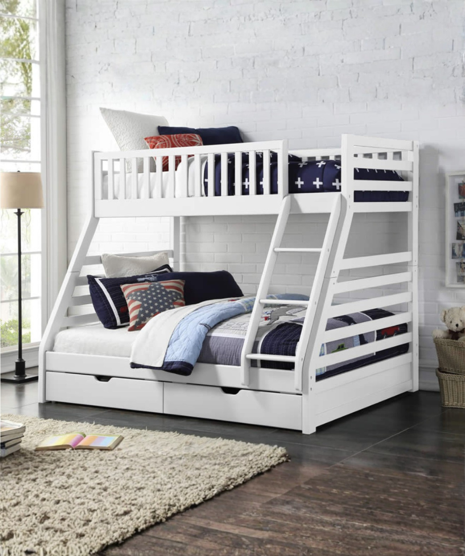 Wooden Bunk (S+D) White with 2 Bottom Drws - Image 4