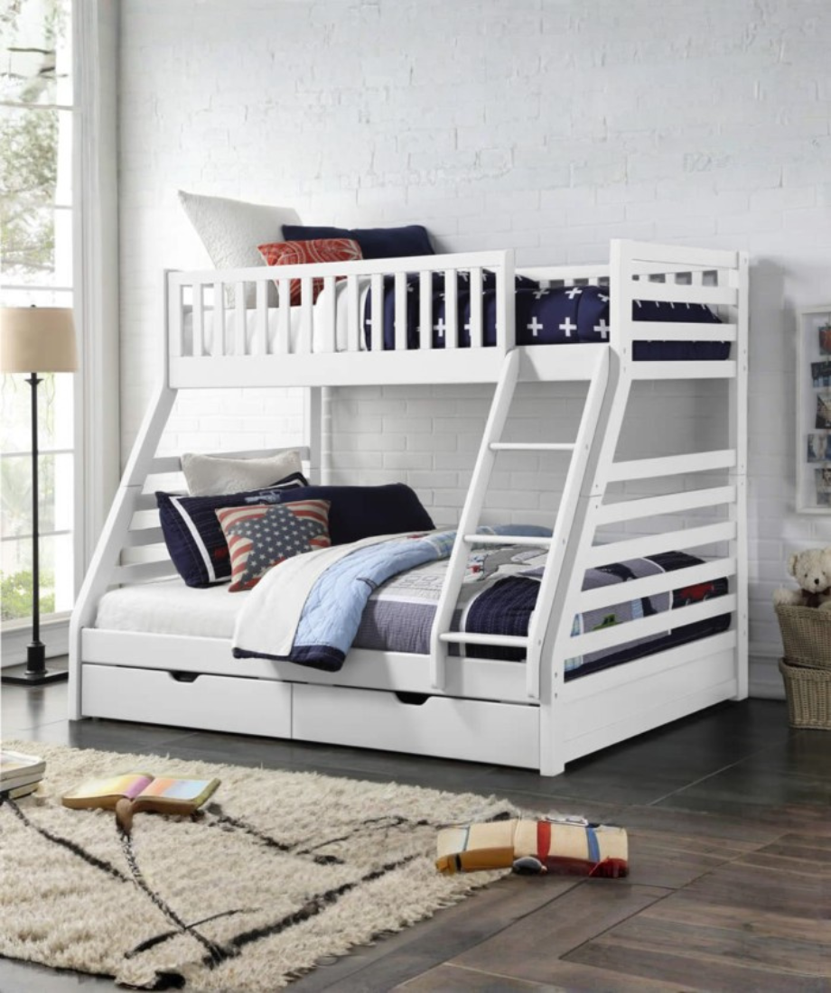 Wooden Bunk (S+D) White with 2 Bottom Drws - Image 5