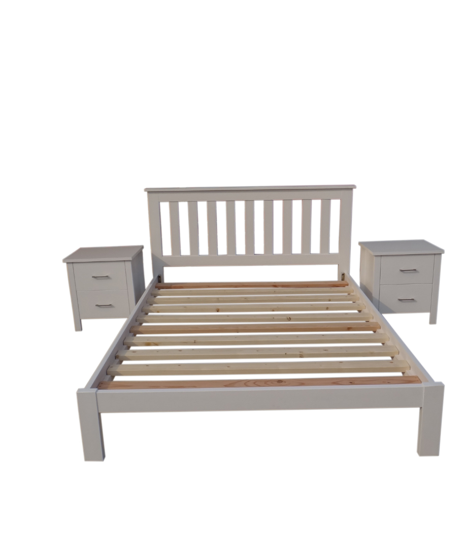 White Classic Bed with Tokyo 2drw Bedside - Image 2