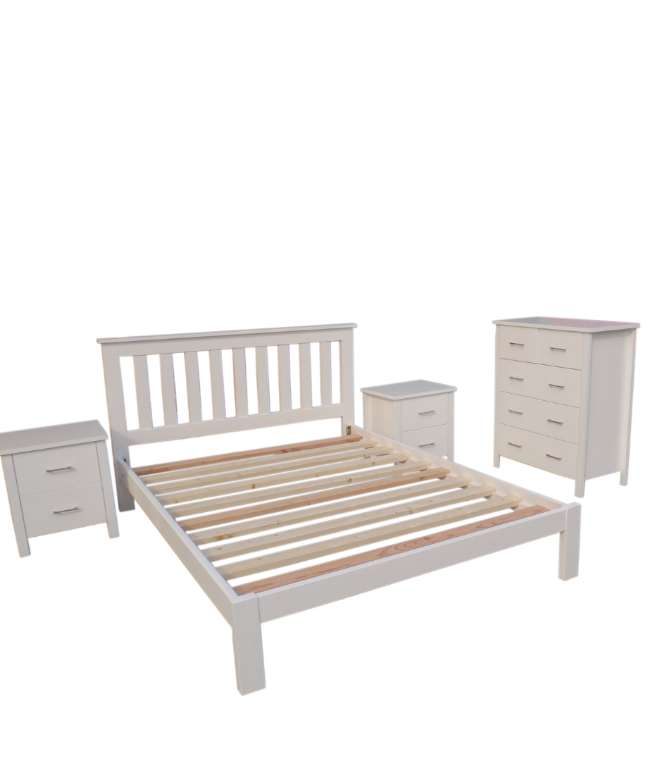 White Classic Bed with Tokyo 2drw Bedside and Tallboy - Image 2