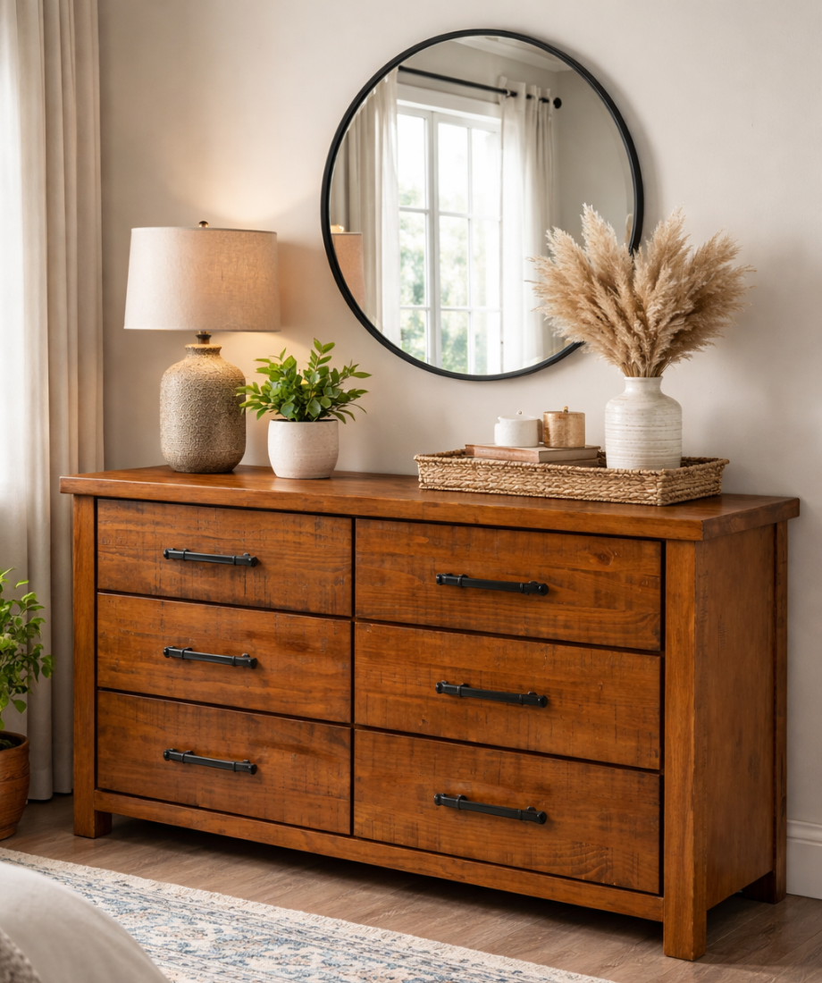 Woodvale 6 drw Dresser & Mirror - Image 3